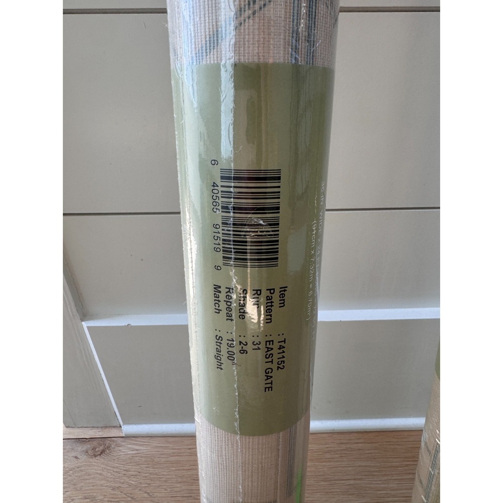 Thibaut East Gate Grasscloth Wallpaper Cream Aqua Double Roll T41152 NEW - Picture 3 of 5